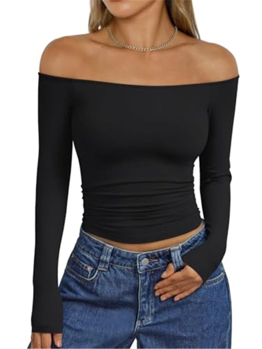 Women's Off Shoulder Fitted Top | Basic Going Out Date Night Shirt